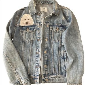 Pet Over Pocket Old Navy Jean Jacket Womens Size M